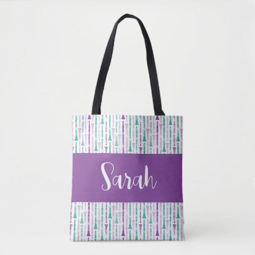 Personalized Clarinet Player Purple Music Tote Bag