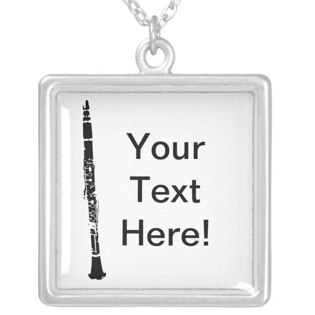 Personalized Clarinet Silver Plated Necklace (Front)