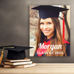 Personalized Class of 2024 Graduation Photo Canvas Print<br><div class="desc">Modern and stylish graduation wall art wrapped canvas design features a photo of your graduate with simple name and class year wording that can be personalized for your grad. A beautiful accent for the graduation party,  and a special keepsake to display in your home.</div>