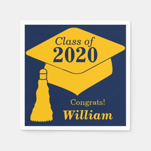 Personalized Class of 2024 Navy Gold Napkins
