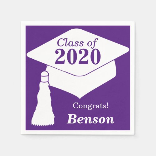 Personalized Class of 2024 Purple White Napkins