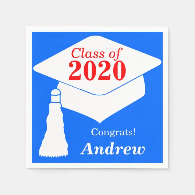Personalized Class of 2024 Red White Blue Napkins (Front)