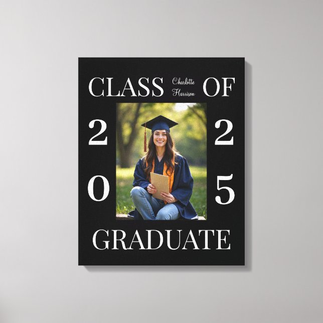 Personalized Class of 2025 Graduation Photo Canvas Print (Front)