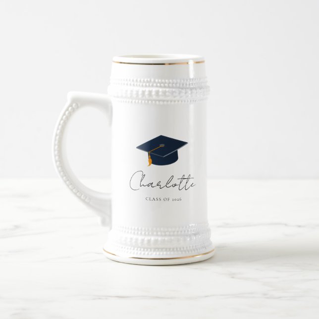 Personalized Class of 2026 Graduation Icon Beer Stein (Left)