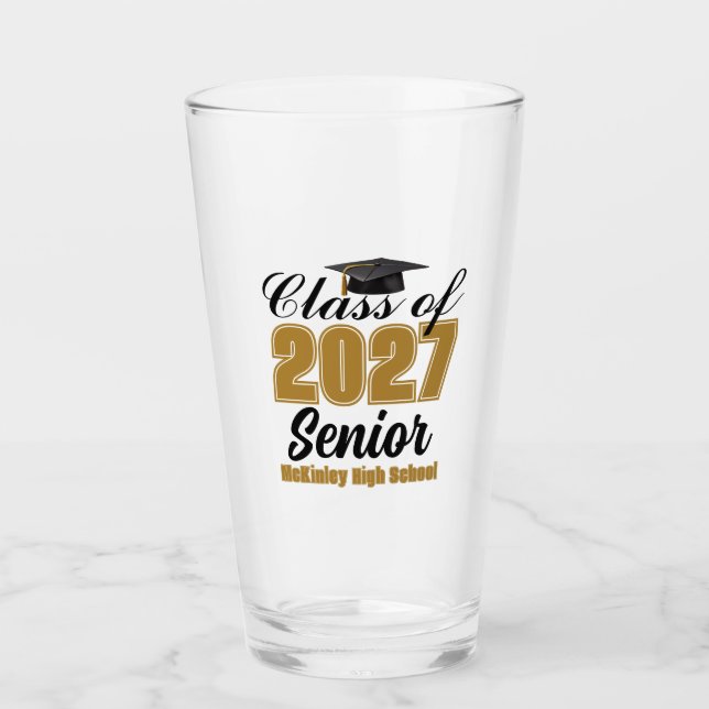 Personalized Class of 2027 High School Senior Glass (Front)