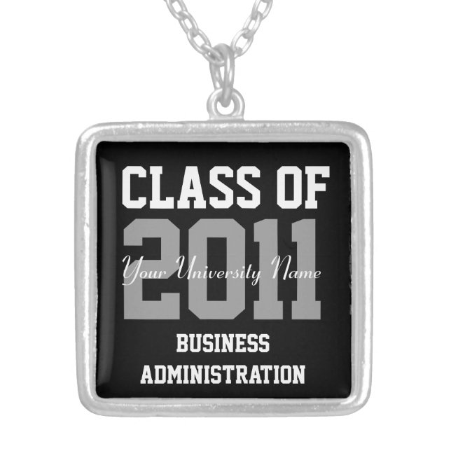 Personalized Class of 20XX College Graduation Silver Plated Necklace (Front)