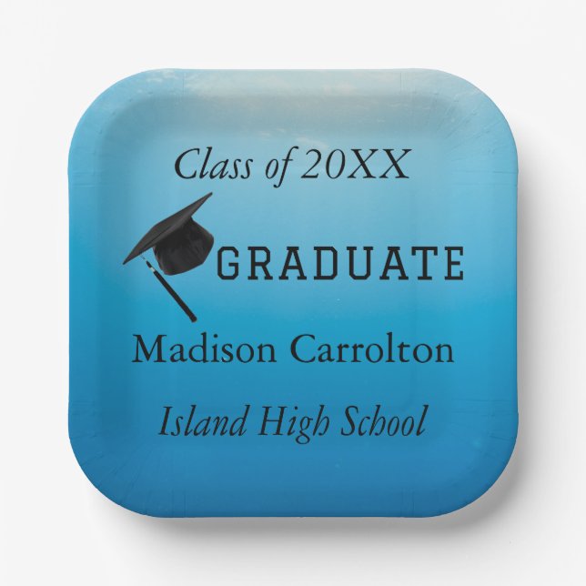 Personalized Class of 20XX Graduation Paper Plates (Front)