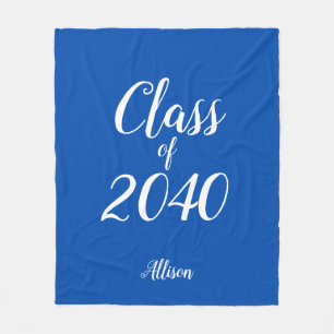 Personalized Class of Graduation Royal Blue  Fleece Blanket