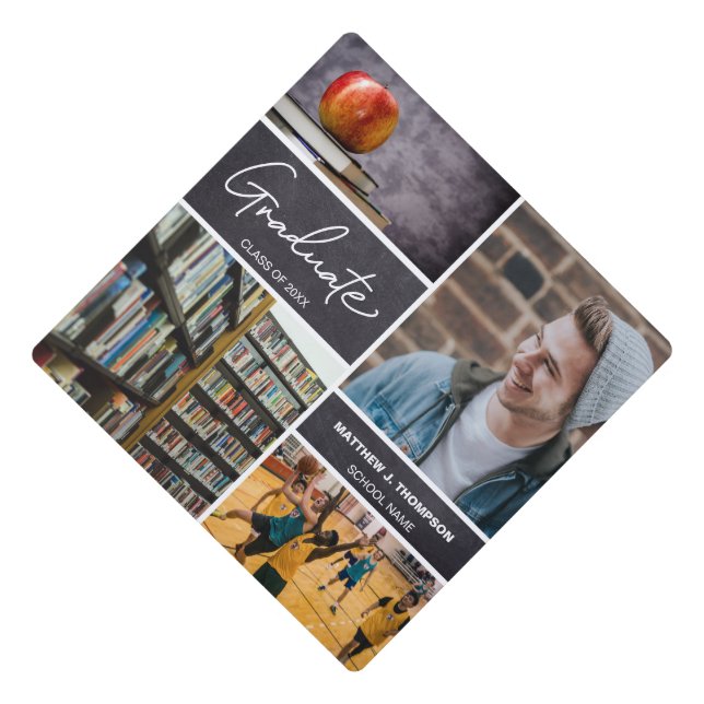 Personalized Class of Photo Collage Graduate Graduation Cap Topper (Front)