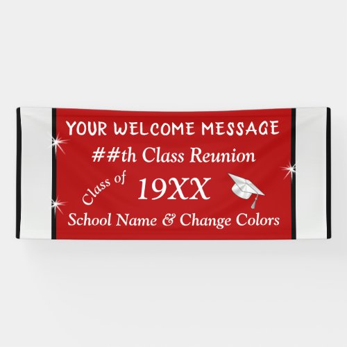 Personalized Class Reunion Banners Red and White Banner