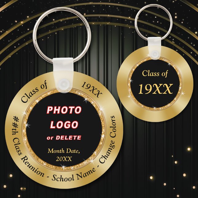 Personalized Class Reunion Gifts, Any Year, Colors Keychain (Class Reunion Gifts. Class Reunion Favors. Black and Gold, High School Reunion Favors. 50 year, 40th)