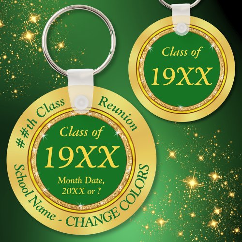 Personalized Class Reunion Gifts Green and Gold  Keychain
