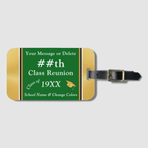 Personalized Class Reunion Gifts, Green and Gold, Luggage Tag