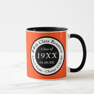 Personalized Class Reunion Mugs, Orange, White Mug