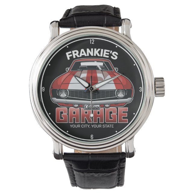 Personalized Classic American Muscle Car Garage Watch (Front)