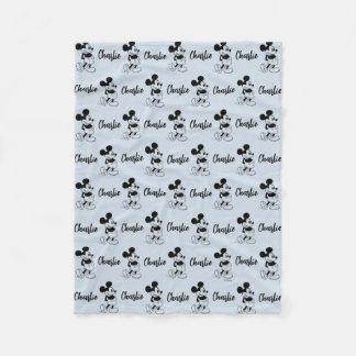 Personalized Classic B&W Mickey Mouse Pattern  Fleece Blanket