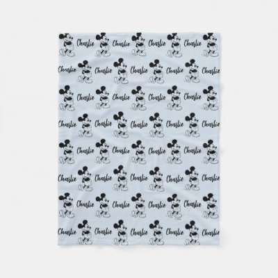 Personalized Classic B&amp;W Mickey Mouse Pattern  Fleece Blanket