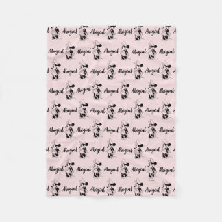 Personalized Classic B&W Minnie Mouse Pattern Fleece Blanket