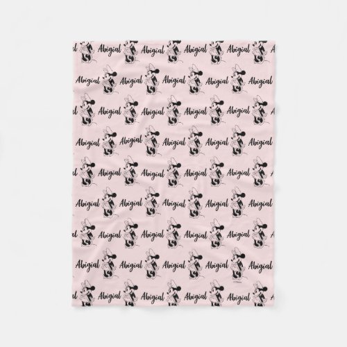 Personalized Classic BW Minnie Mouse Pattern Fleece Blanket