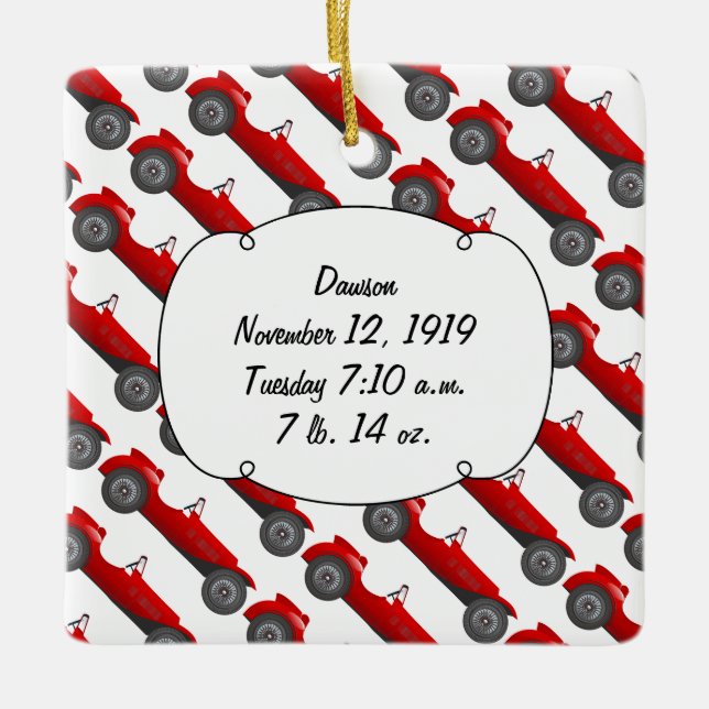 Personalized Classic Baby Boy Stat Gifts Ceramic Ornament (Front)