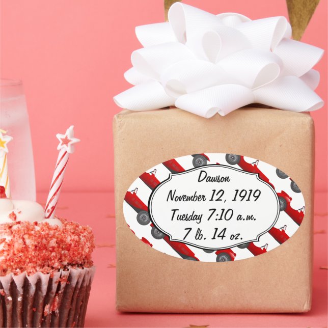 Personalized Classic Baby Boy Stat Gifts Oval Sticker (Party)