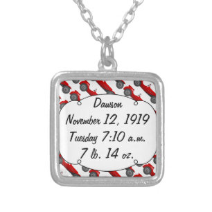 Personalized Classic Baby Boy Stat Gifts Silver Plated Necklace