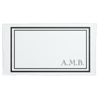 Personalized Classic Black Monogram King Size Pillow Case