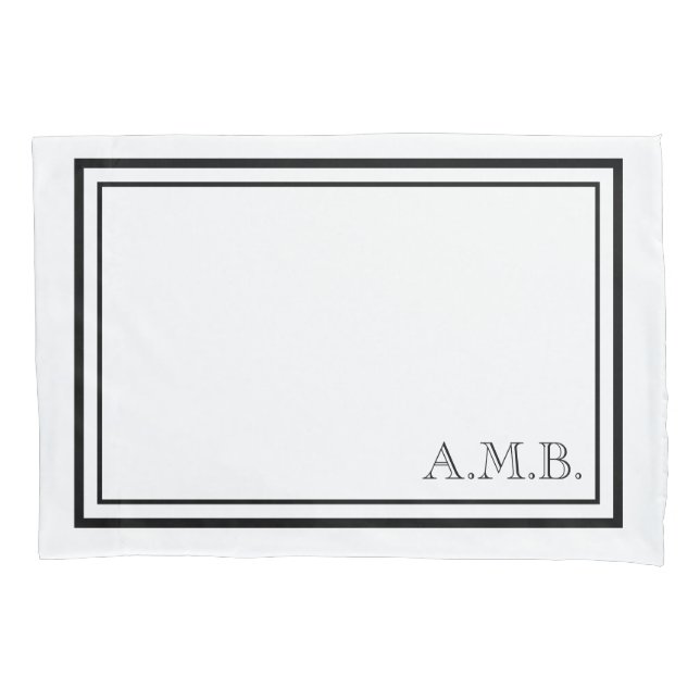 Personalized Classic Black Monogram Standard Pillow Case (Front)