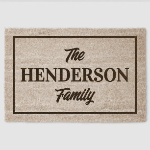 Personalized Classic Black Text With Border Fiber Doormat