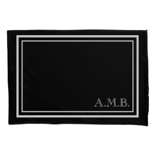 Personalized Classic Black & White Monogram Pillow Case