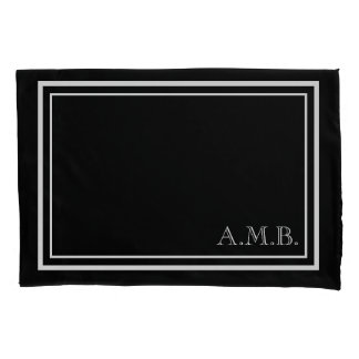 Personalized Classic Black & White Monogram Pillow Case