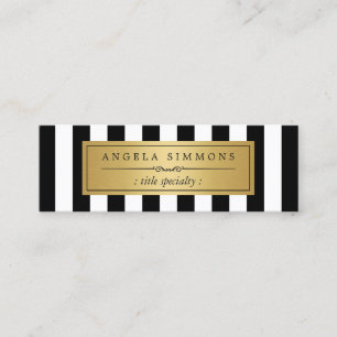 Personalized Classic Black White Stripes Mini Business Card