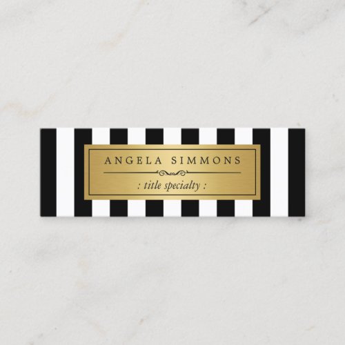 Personalized Classic Black White Stripes Mini Double-Sided Mini Business Cards (Pack Of 20)
