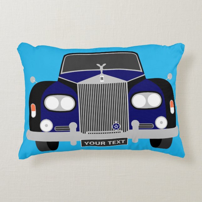 Personalized Classic Blue British Limousine Car Decorative Pillow (Front)