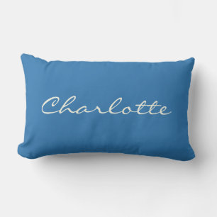 Personalized Classic Blue Script Name Minimalist Lumbar Pillow
