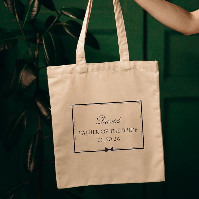 Personalized Classic Bowtie Father of the Bride Tote Bag (Creator Uploaded)