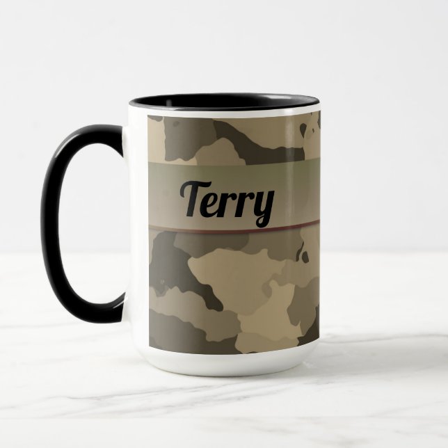 Personalized Classic Brown and Tan Camo Mug (Left)