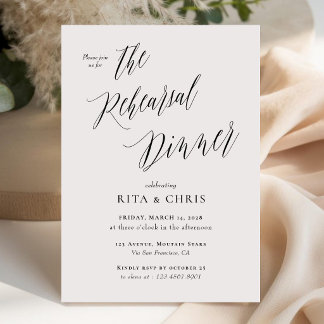 Personalized Classic Calligraphy Rehearsal Dinner Invitation