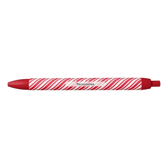 Personalized Classic Candy Cane Stripe Black Ink Pen