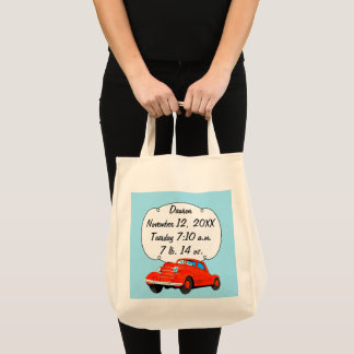 Personalized Classic Car Baby Boy Stats Tote Bag
