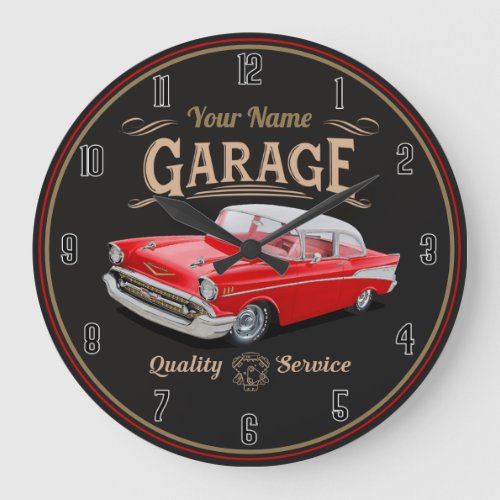 Personalized Classic Car Garage Large Clock