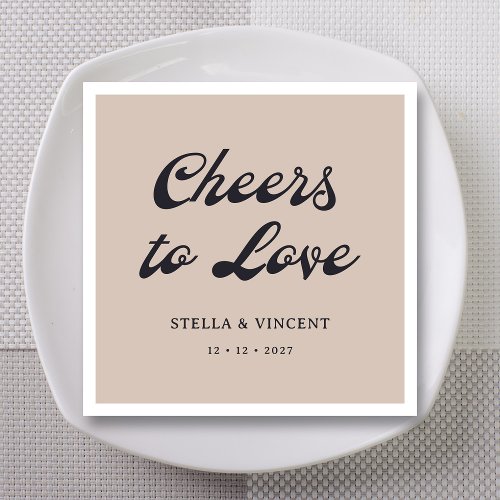 Personalized Classic Cheers To Love Wedding Napkins