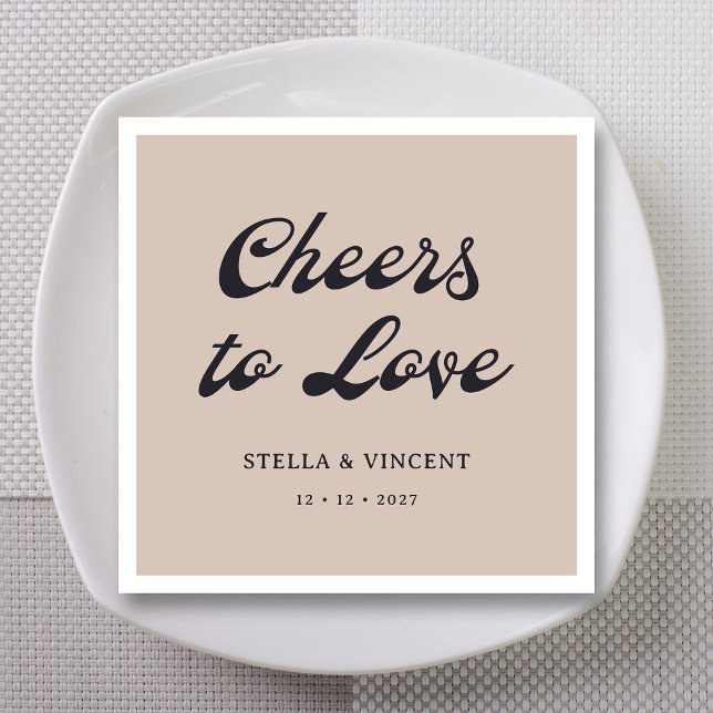 Personalized Classic 'Cheers To Love' Wedding Napkins (Creator Uploaded)