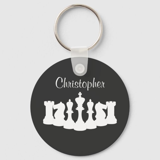 Personalized Classic Chess Pieces King Keychain (Front)