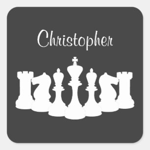 Personalized Classic Chess Pieces King Square Sticker