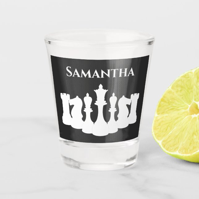 Personalized Classic Chess Pieces Queen Shot Glass (Front)