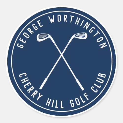 Personalized classic custom golf club navy classic round sticker