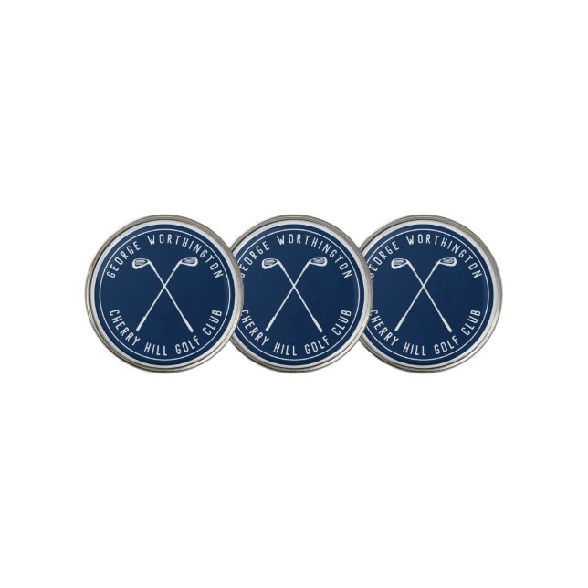 Personalized classic custom golf club navy golf ball marker (3 Up)