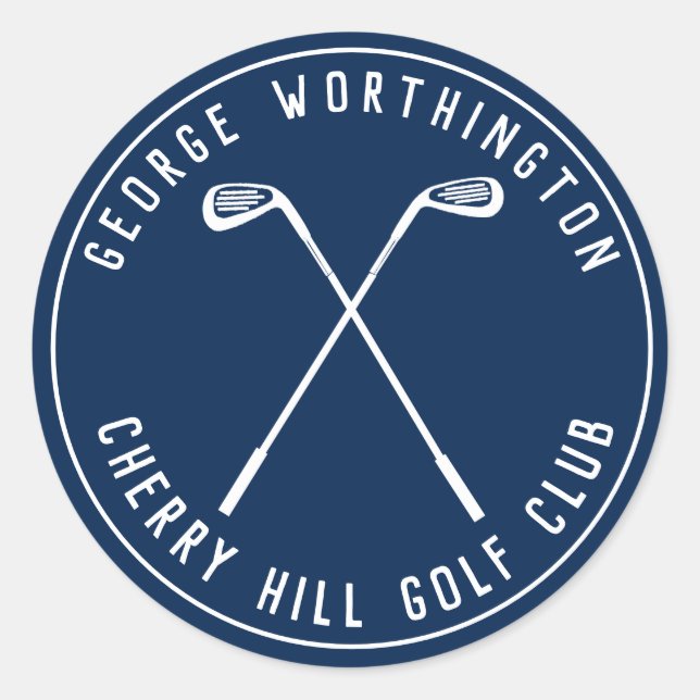 Personalized classic custom golf club navy round sticker (Front)