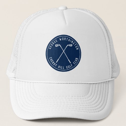 Personalized classic custom golf club navy trucker hat